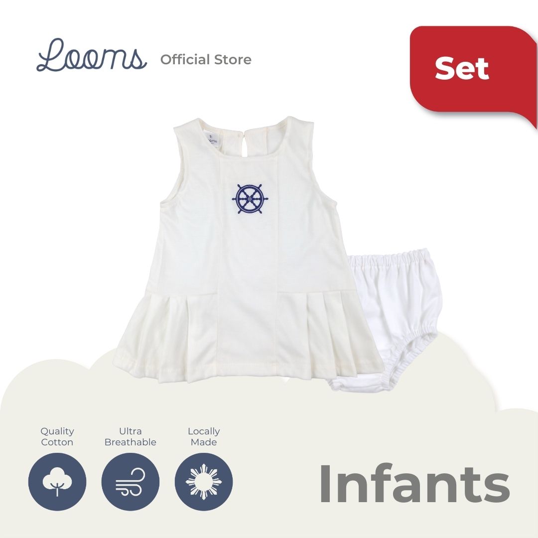 HAMPTONS PLEATED DRESS AND PANTY SET FOR INFANTS (0-12 MOS)