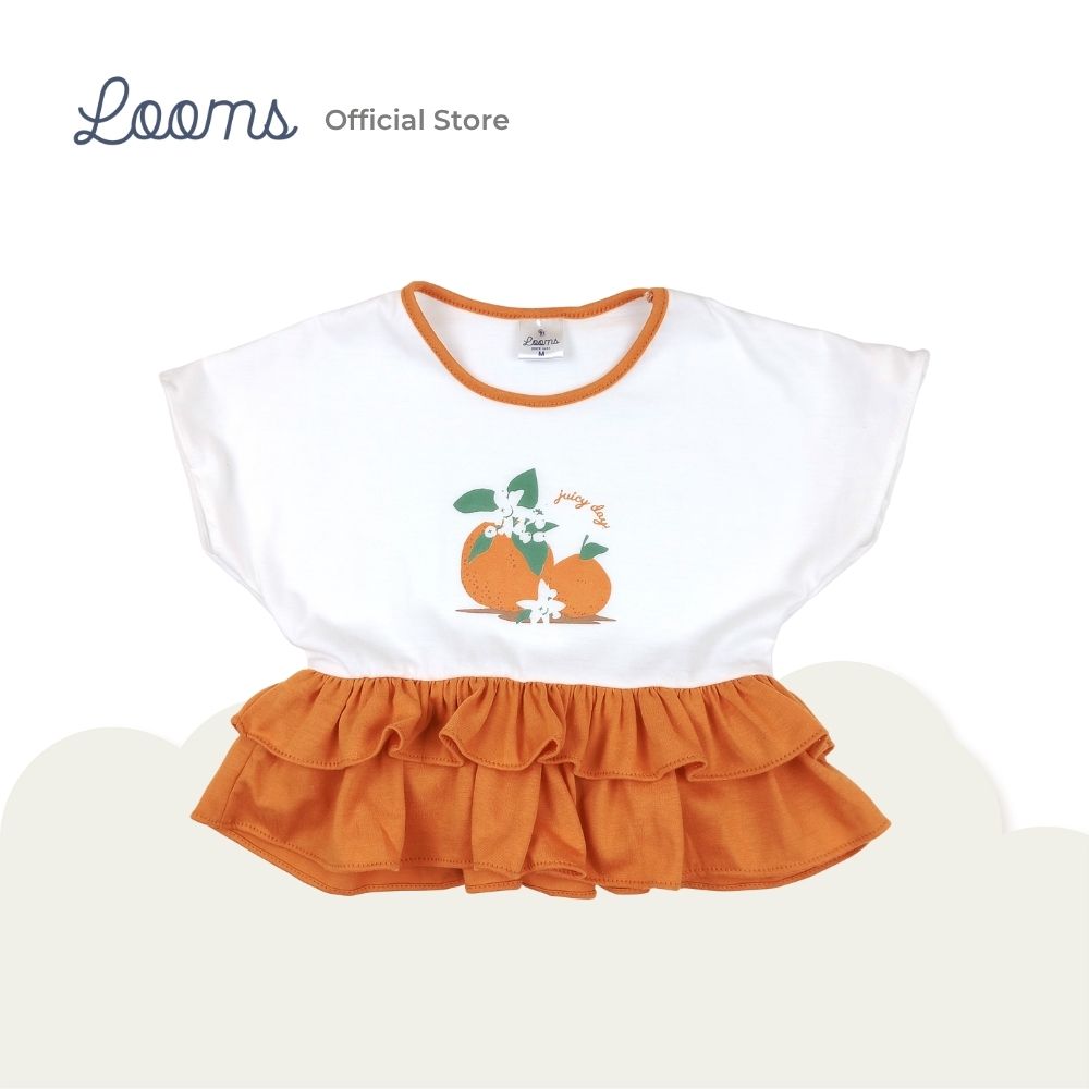 ORANGE FARM BLOUSE AND BLOOMER SHORTS SET FOR INFANTS (0-12 MOS)