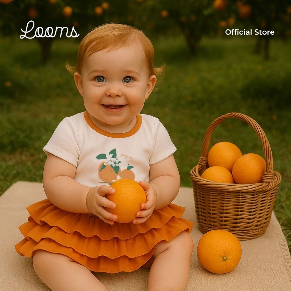 ORANGE FARM ONESIE AND SKIRT SET FOR INFANTS (0-12 MOS)