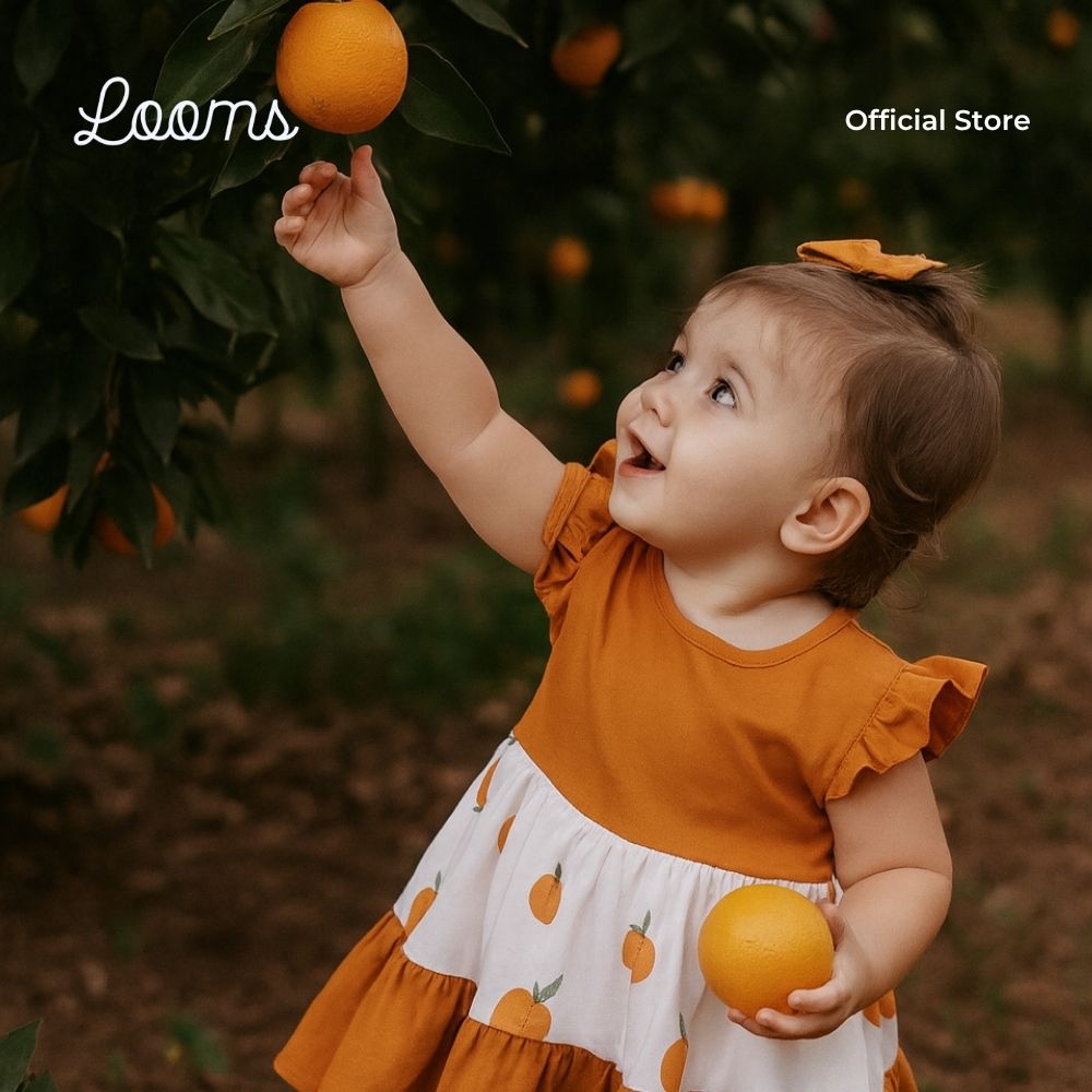 ORANGE FARM DRESS FOR INFANTS (0-12 MOS)