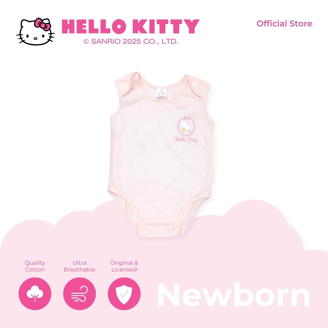 HELLO KITTY CUDDLY SLEEVELESS ONESIE FOR NEWBORN 0-6 MONTHS
