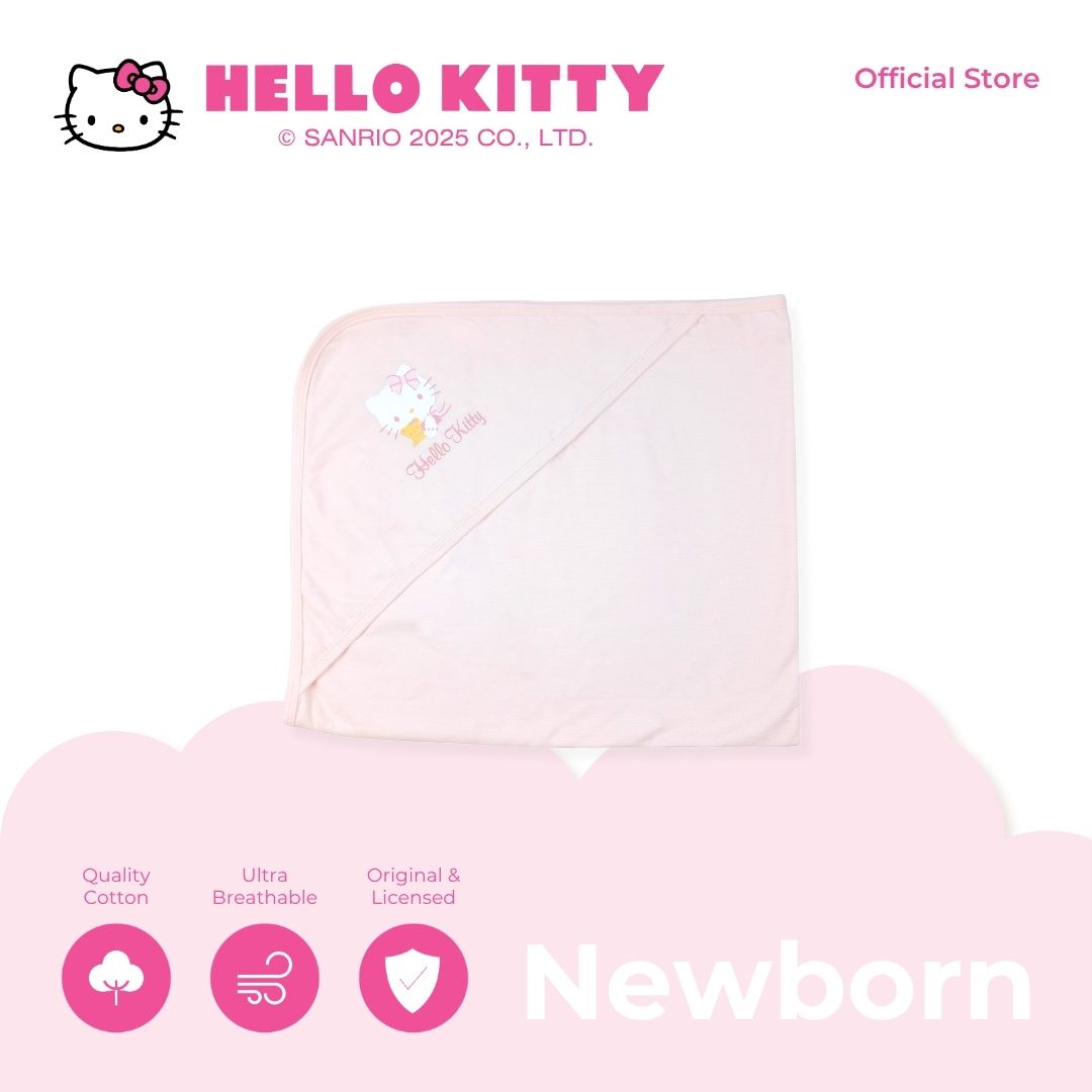 HELLO KITTY CUDDLY HOODED BLANKET FOR NEWBORN 0-6 MONTHS