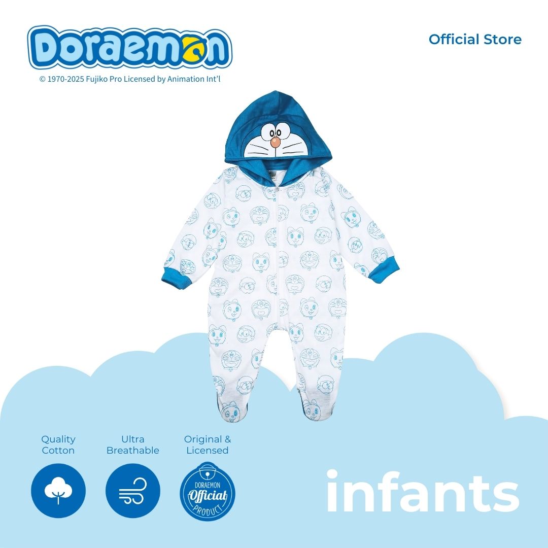 DORAEMON FAMILY HOODED FROGSUIT FOR NEWBORN (0-6 MOS)