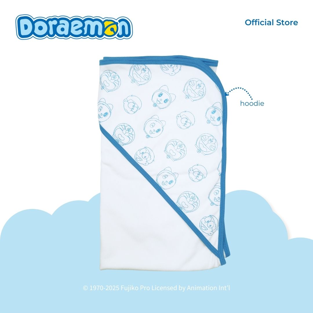 DORAEMON FAMILY HOODED BLANKET FOR NEWBORN 0-6 MONTHS
