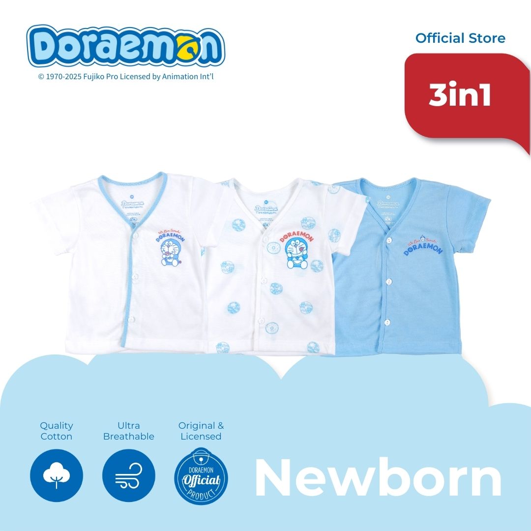 DORAEMON SWEETS 3 IN 1 SHORT SLEEVED TOP FOR NEWBORN (0-6 MOS)