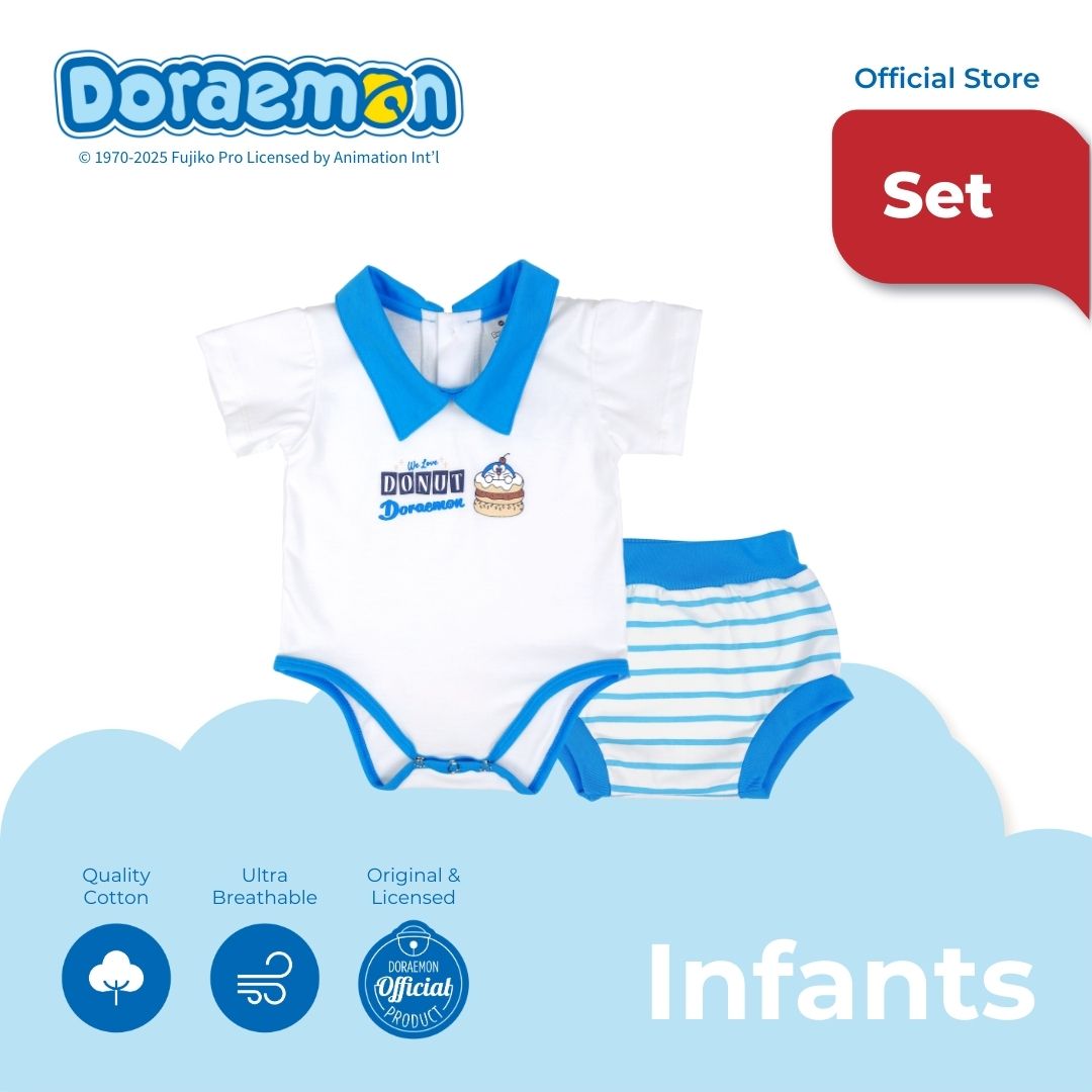 DORAEMON DESSERTS ONESIE AND BRIEF SET FOR INFANTS (3-12 MOS)