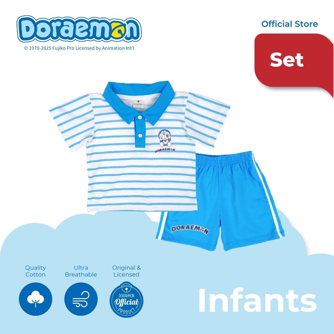 DORAEMON DESSERTS POLO AND SHORTS SET FOR INFANTS (3-12 MOS)
