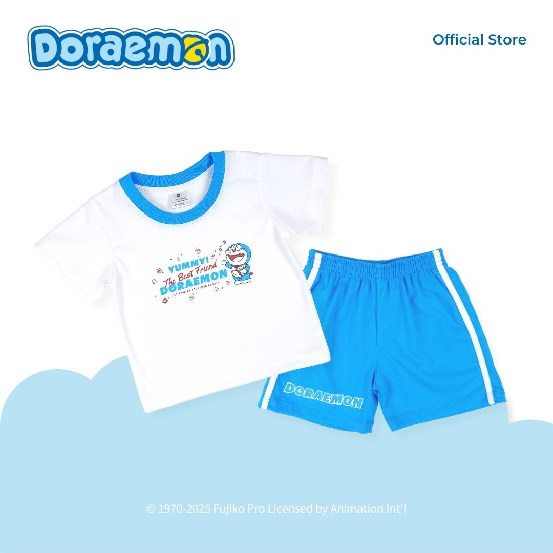 DORAEMON POPCORN T-SHIRT AND SHORTS SET FOR INFANTS (3-12 MOS)
