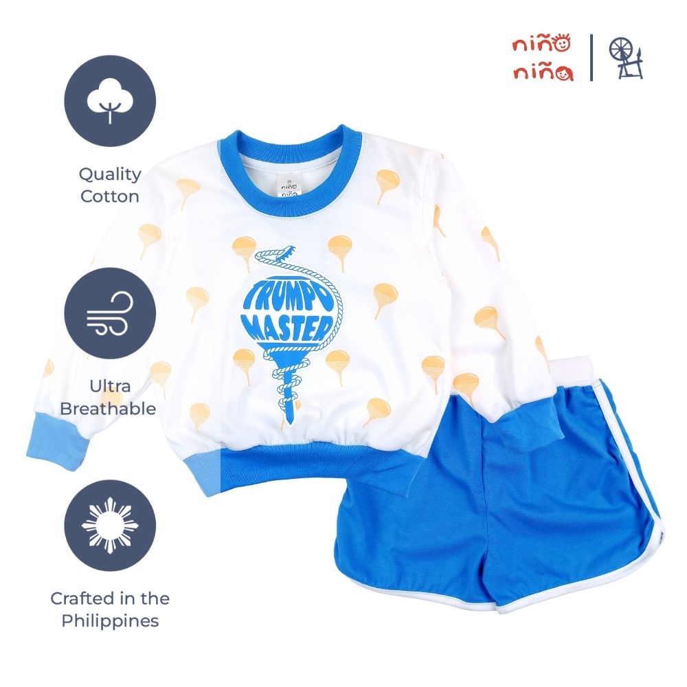 NIÑO NIÑA LARONG ATIN BOYS SWEAT SHIRT & SHORTS TERNO FOR TODDLERS 1-4 YEARS OLD