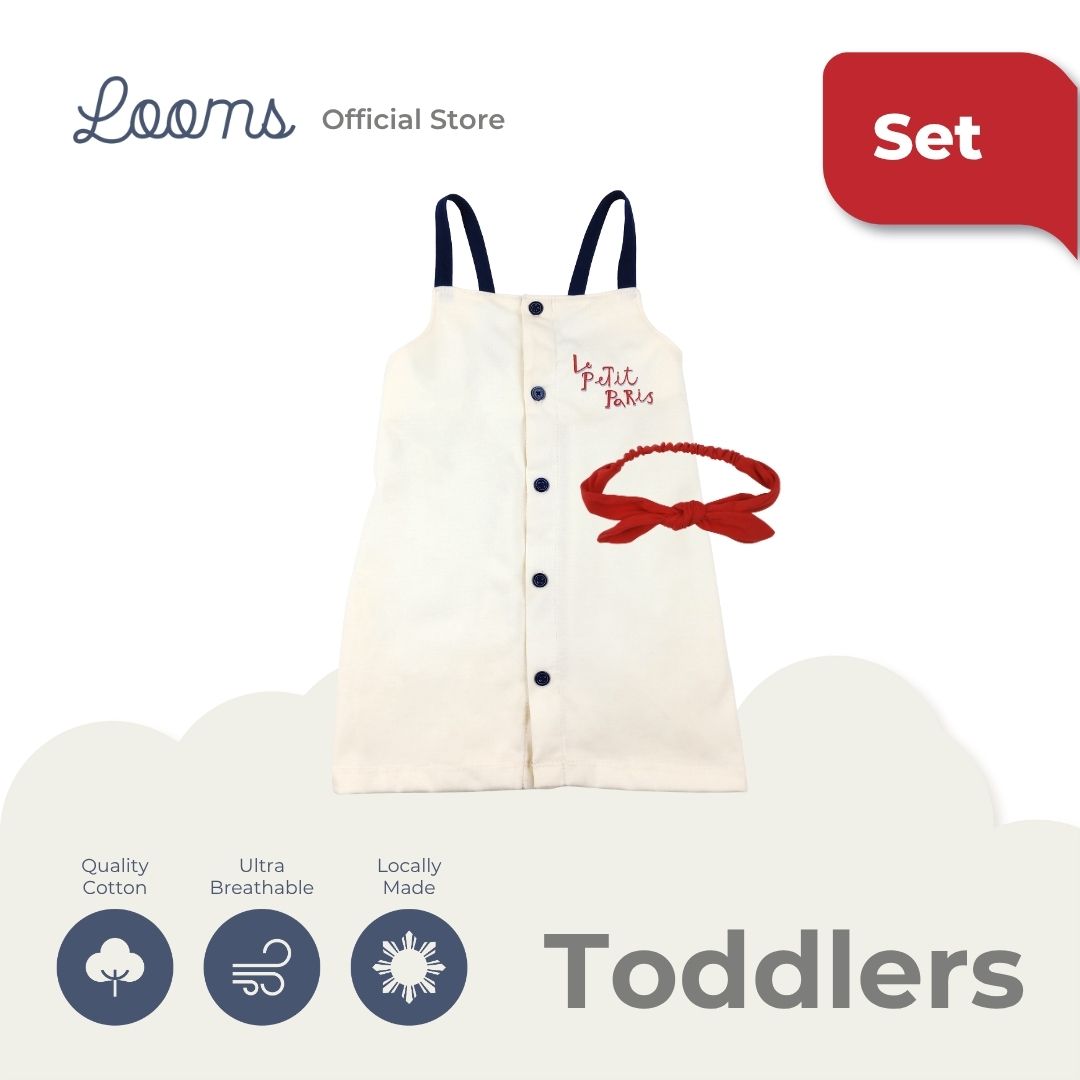 FRENCH SUMMER DRESS AND HEADBAND SET FOR TODDLERS (1-3 YRS)