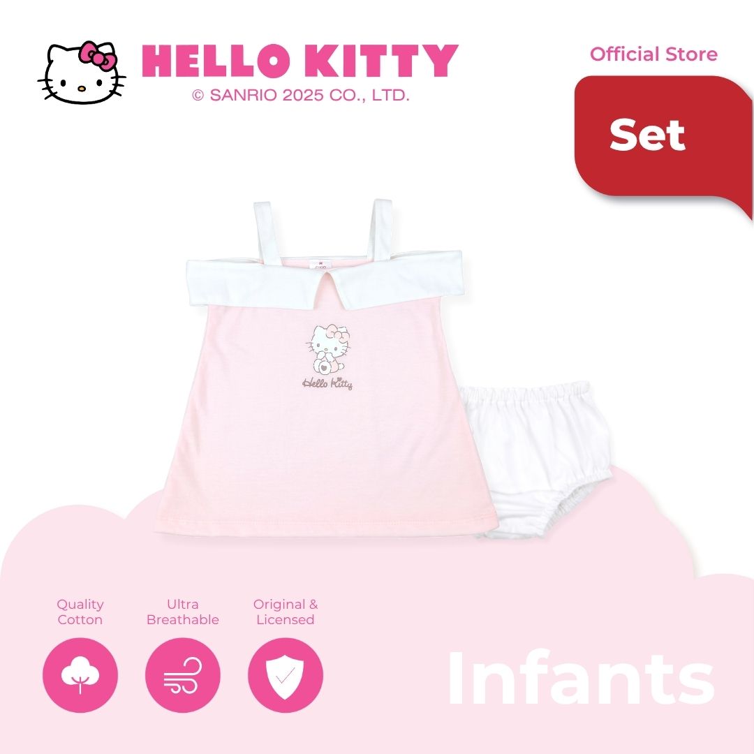HELLO KITTY HEART DRESS AND PANTY SET FOR INFANTS 3-12 MONTHS