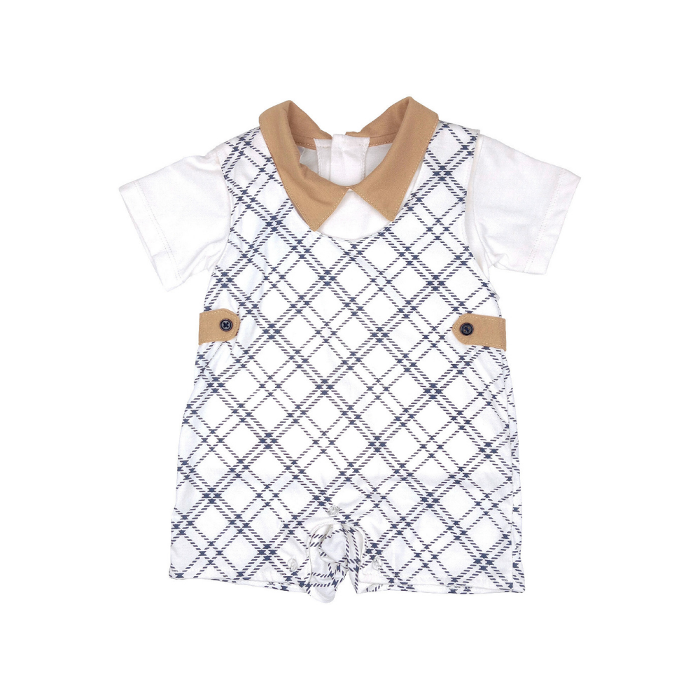 PLAIDS COLLARED SHIRT & ROMPER FOR INFANTS (3-12 MONTHS)