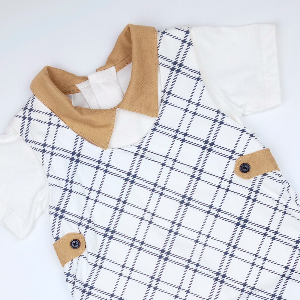 PLAIDS COLLARED SHIRT & ROMPER FOR INFANTS (3-12 MONTHS)