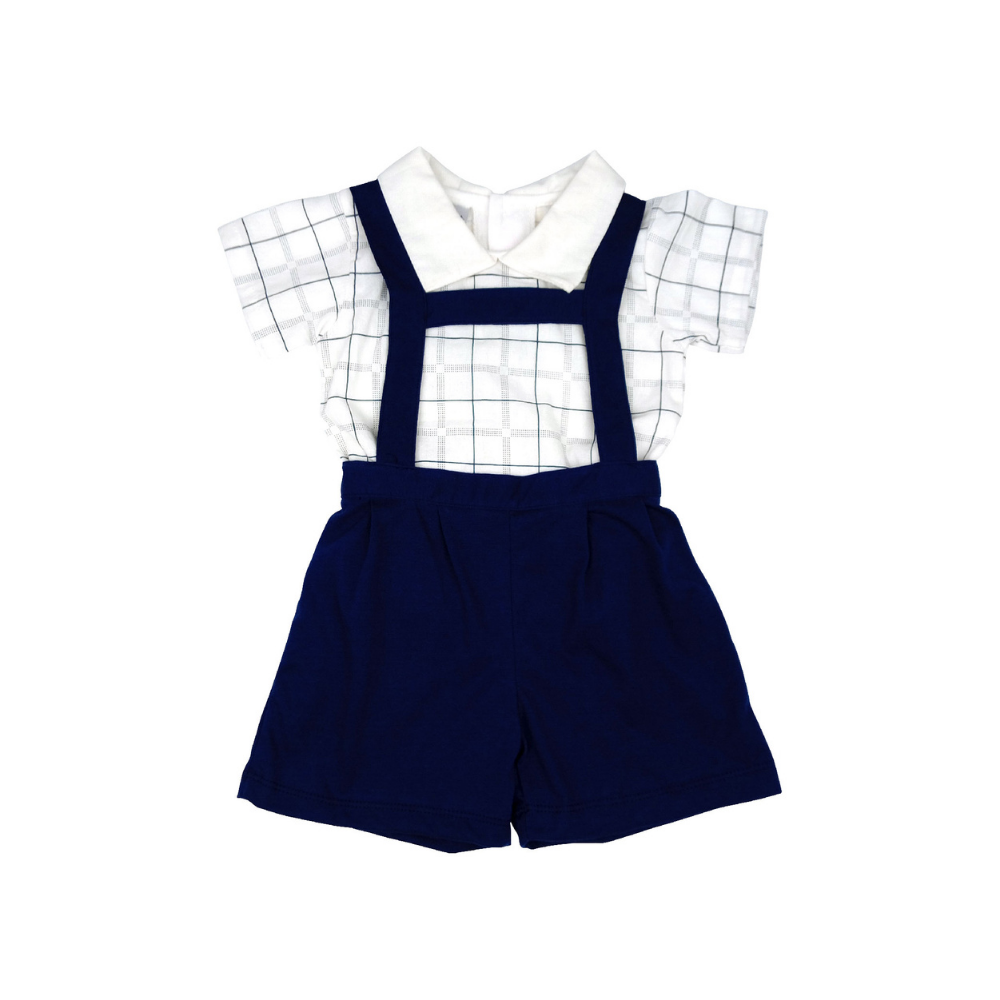 PLAIDS SHIRT AND SUSPENDER SHORTS FOR INFANTS (3-12 MONTHS)