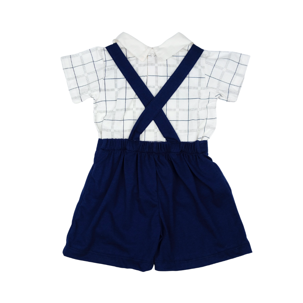 PLAIDS SHIRT AND SUSPENDER SHORTS FOR INFANTS (3-12 MONTHS)