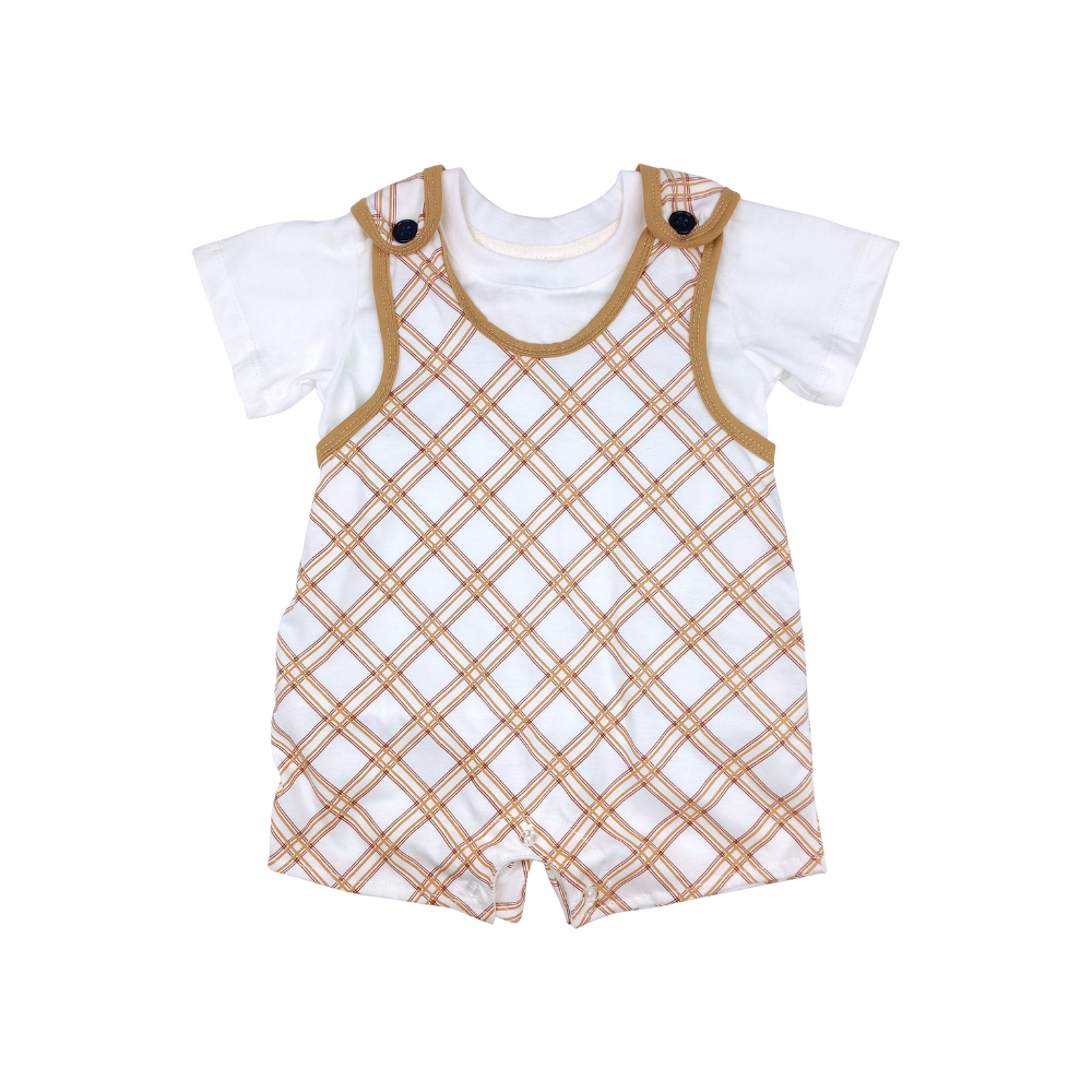 PLAIDS TSHIRT AND ROMPER FOR INFANTS (3-12 MONTHS)