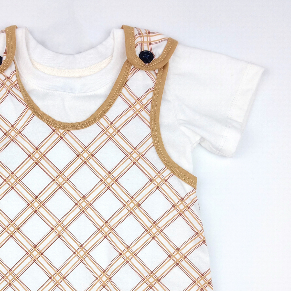 PLAIDS TSHIRT AND ROMPER FOR INFANTS (3-12 MONTHS)