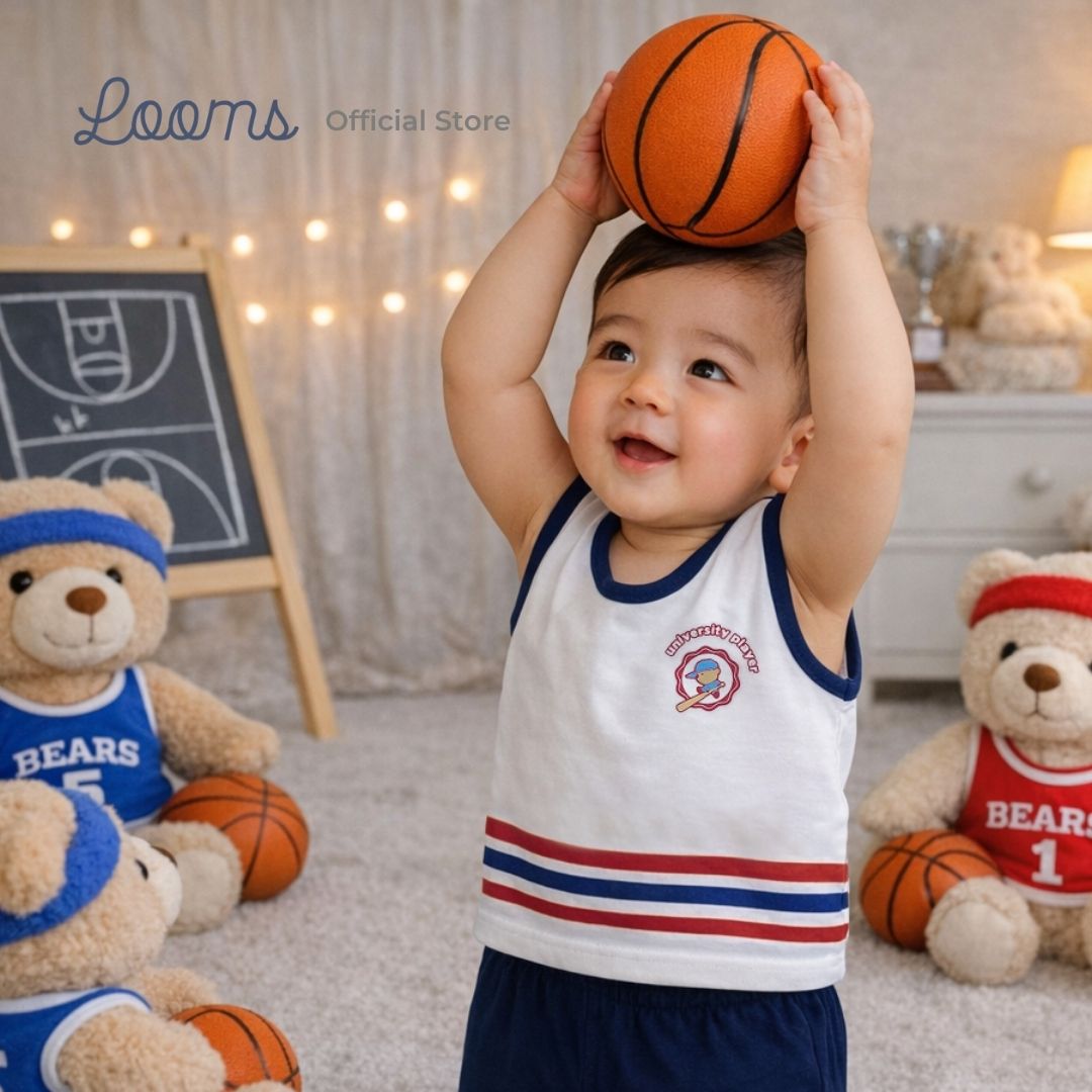 BEAR CAMPUS MUSCLE TEE AND SHORTS SET FOR INFANTS (3-12 MOS)