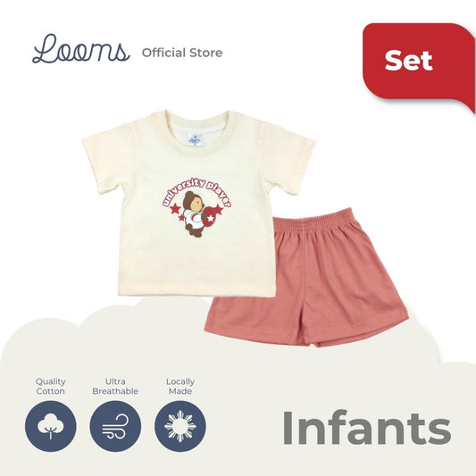 BEAR CAMPUS T-SHIRT AND SHORTS SET FOR INFANTS (3-12 MOS)