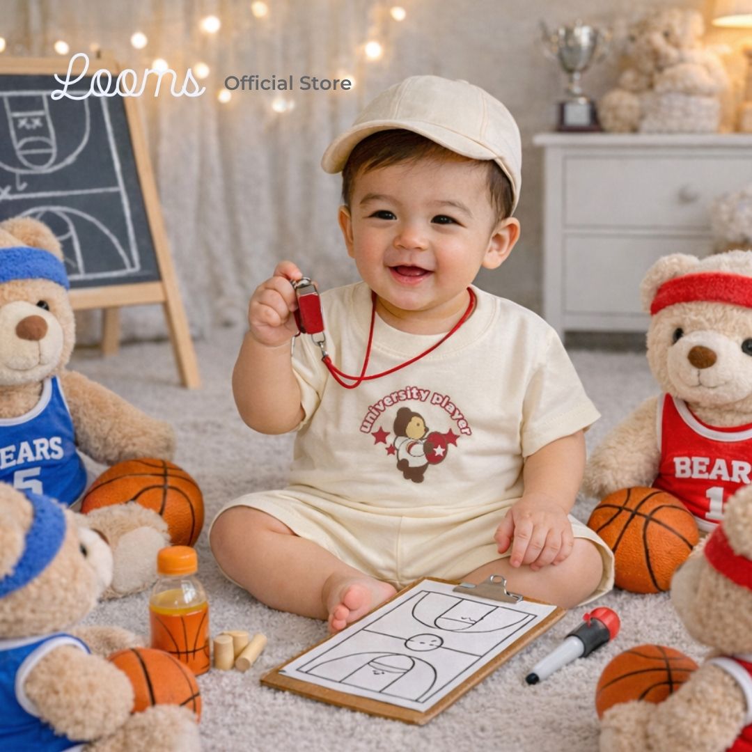 BEAR CAMPUS T-SHIRT AND SHORTS SET FOR INFANTS (3-12 MOS)