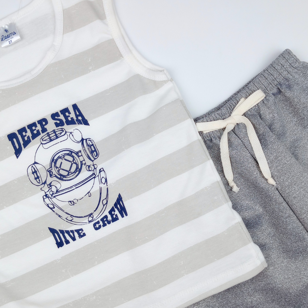 DEEP SEA MUSCLE SHIRT & SHORTS FOR TODDLERS (1-3 YRS OLD)