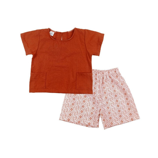 SEFRIYA LINEN SHIRT AND SHORTS SET FOR TODDLERS 1-3 YEARS OLD