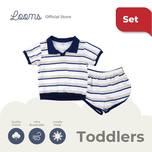FRENCH SUMMER COLLARED SHIRT AND SHORTS SET FOR TODDLERS (1-3 YRS)