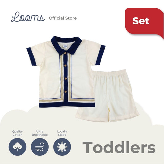 FRENCH SUMMER BUTTON DOWN SHIRT AND SHORTS SET FOR TODDLERS (1-3 YRS)