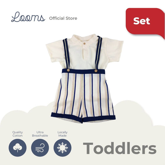 FRENCH SUMMER SHIRT AND SUSPENDER SHORTS SET FOR TODDLERS (1-3 YRS)