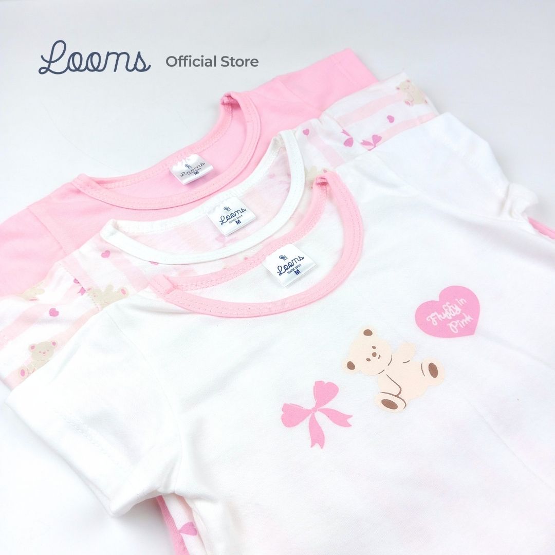 PINK TEDDY 3 IN 1 (3 PCS. PACK) BASICS FOR GIRLS INFANT TO TODDLER (0-3 YRS)