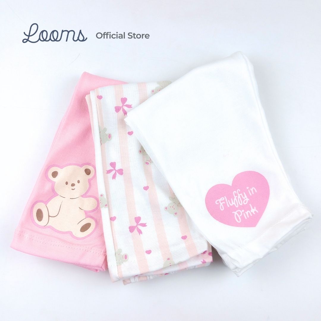 PINK TEDDY 3 IN 1 (3 PCS. PACK) BASICS FOR GIRLS INFANT TO TODDLER (0-3 YRS)