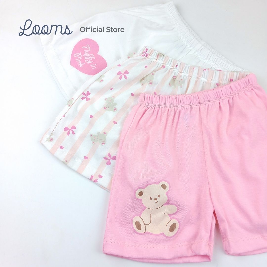PINK TEDDY 3 IN 1 (3 PCS. PACK) BASICS FOR GIRLS INFANT TO TODDLER (0-3 YRS)