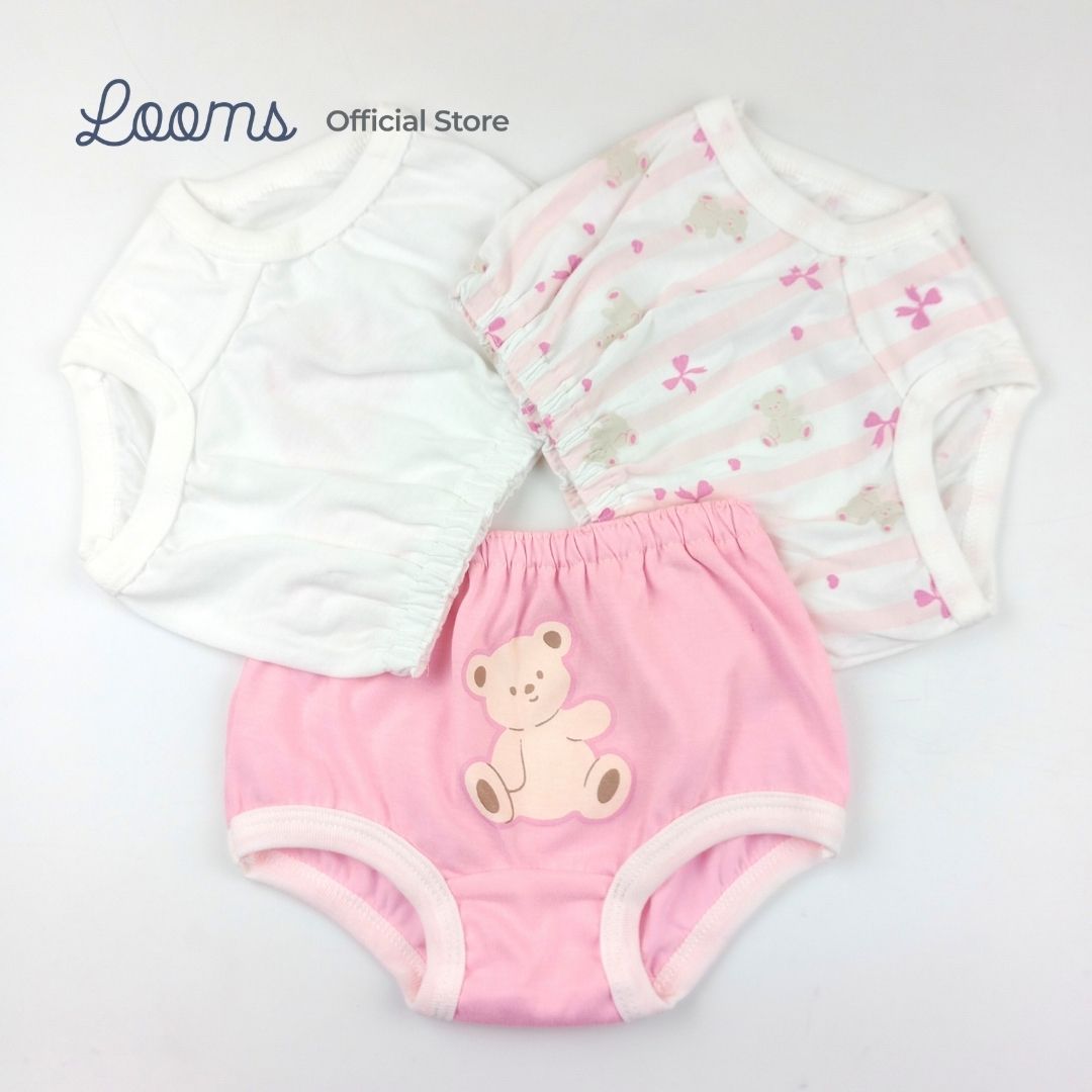 PINK TEDDY 3 IN 1 (3 PCS. PACK) BASICS FOR GIRLS INFANT TO TODDLER (0-3 YRS)