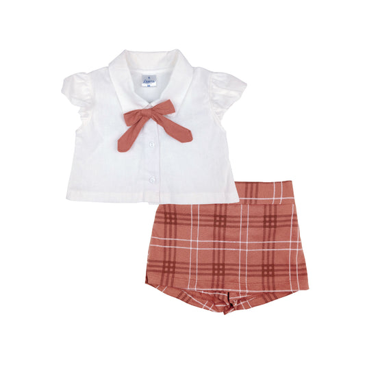 PLAIDS BLOUSE & SKORTS FOR INFANTS (3-12 MONTHS)