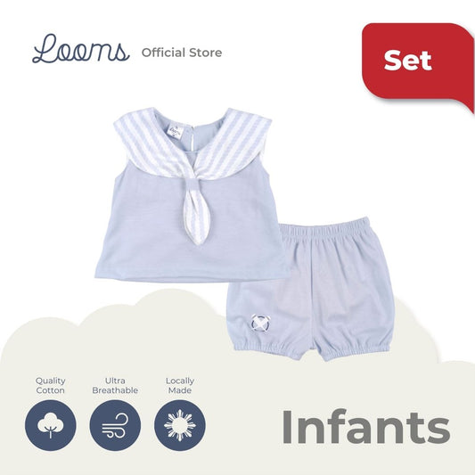 HAMPTONS SAILOR TOP AND BUBBLE SHORTS SET FOR INFANTS (0-12 MOS)