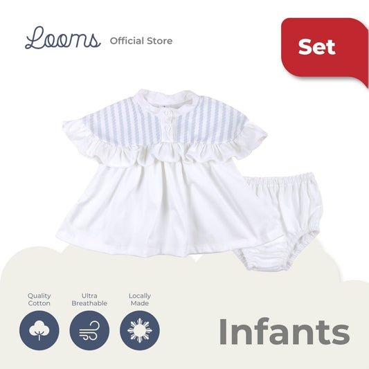 HAMPTONS RUFFLED DRESS AND PANTY SET FOR INFANTS (0-12 MOS)