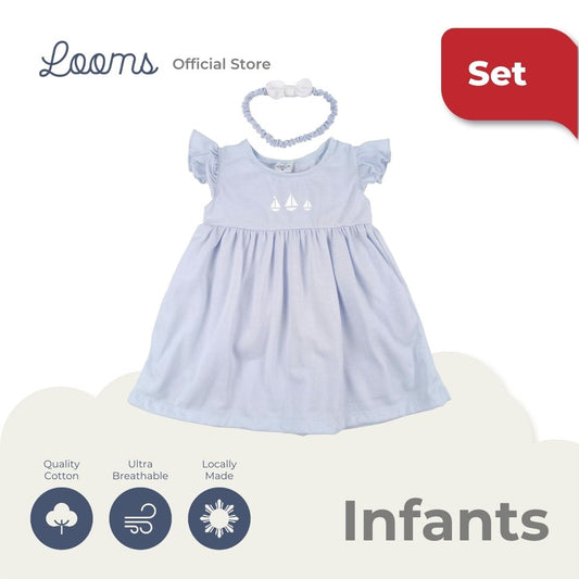 HAMPTONS DRESS AND HEADBAND SET FOR INFANTS (0-12 MOS)