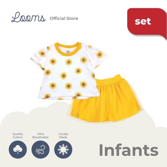 SUNFLOWER BLOUSE AND TUTU SKIRT SET FOR INFANTS (0-12 MOS)