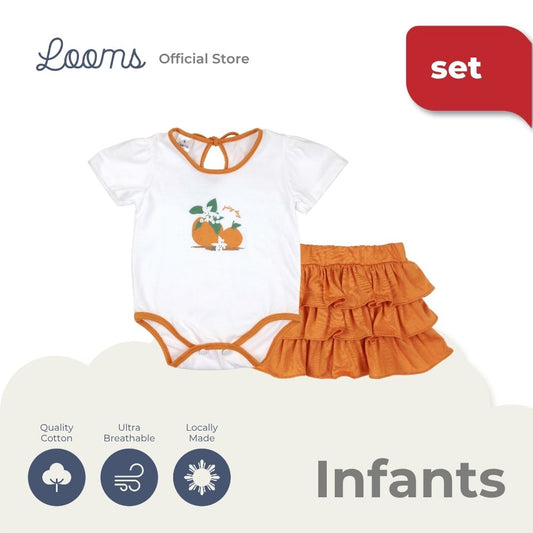 ORANGE FARM ONESIE AND SKIRT SET FOR INFANTS (0-12 MOS)