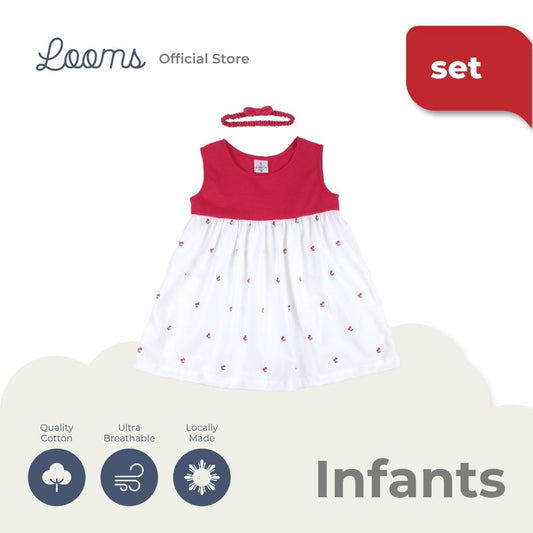MON CHERI DRESS WITH HEADBAND SET FOR INFANTS (0-12 MOS)