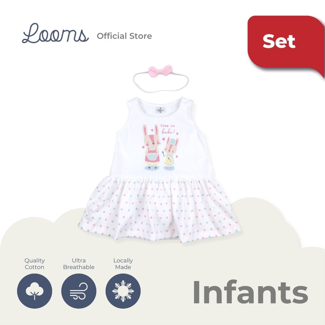 BAKER DRESS WITH HEADBAND SET FOR INFANTS (0-12 MOS)