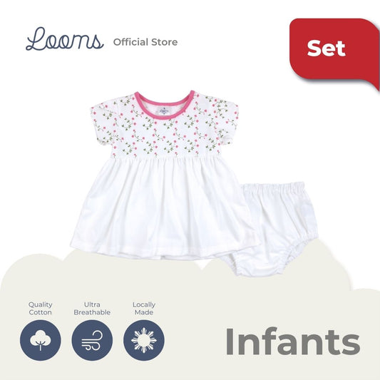 DITSY DRESS AND PANTY SET FOR INFANTS (0-12 MOS)
