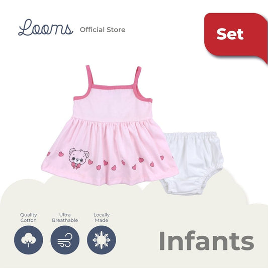 TEDDY DRESS AND PANTY SET FOR INFANTS (0-12 MOS)