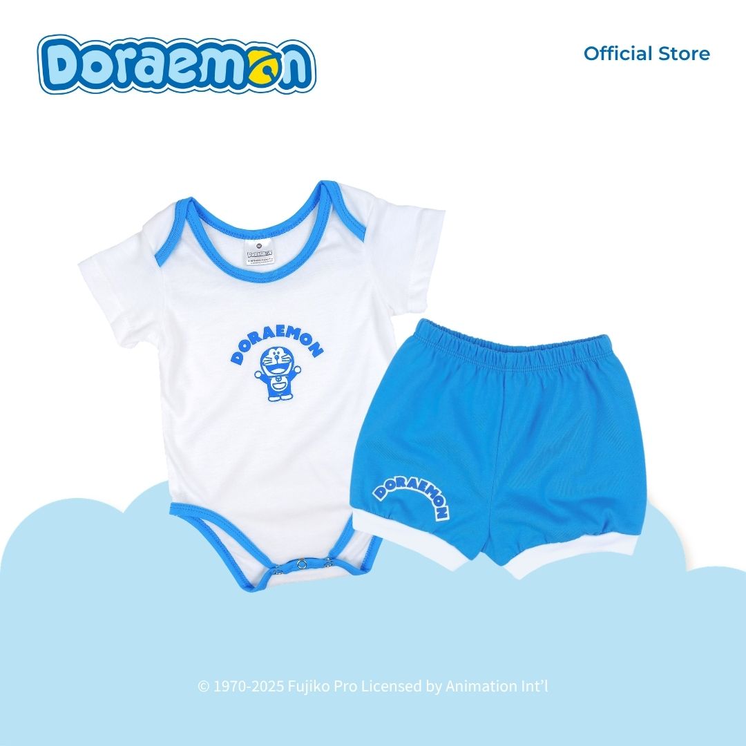 DORAEMON BLUES ONESIE AND SHORTS SET FOR NEWBORN (0-6 MOS)