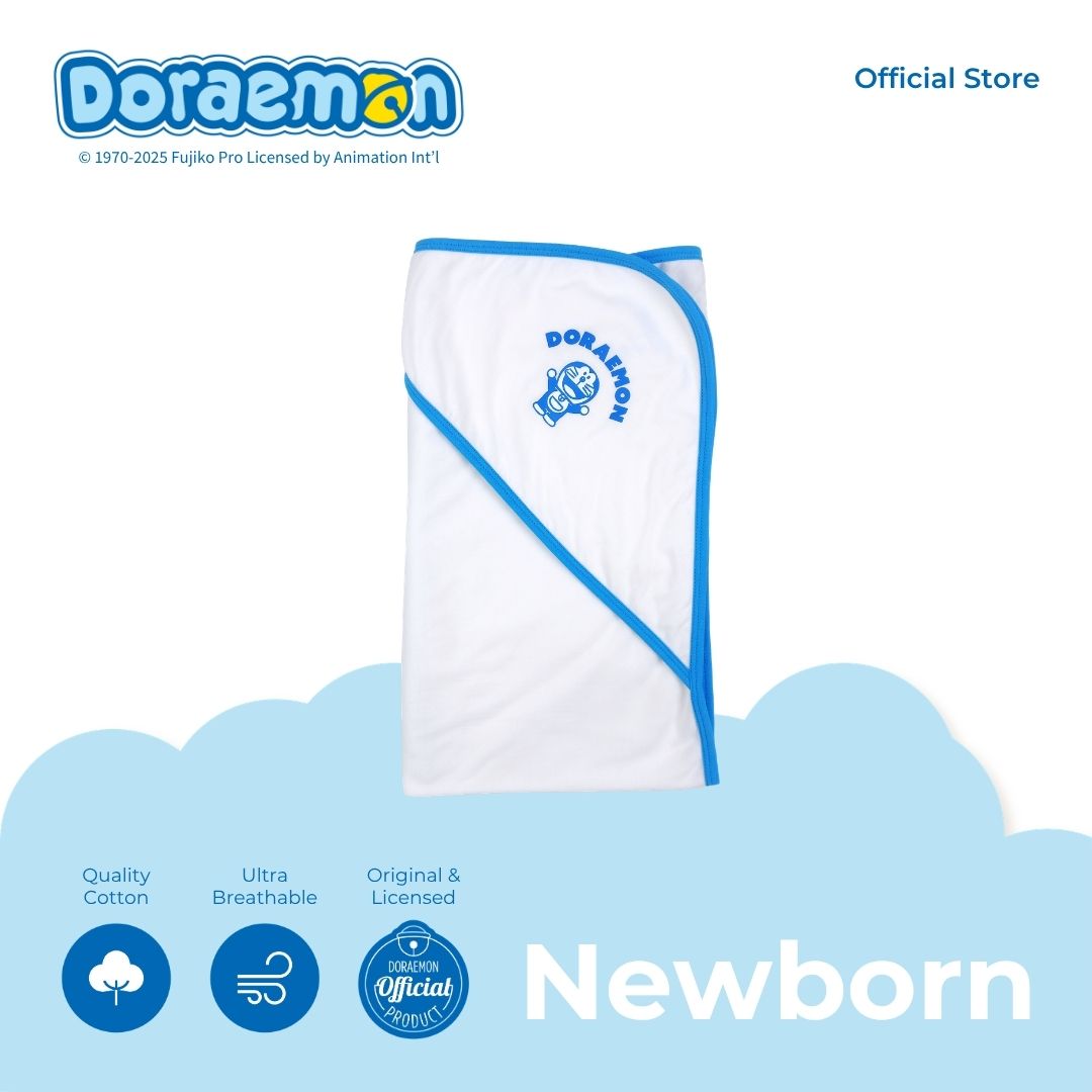 DORAEMON BLUES RECEIVING HOODED BLANKET FOR NEWBORN