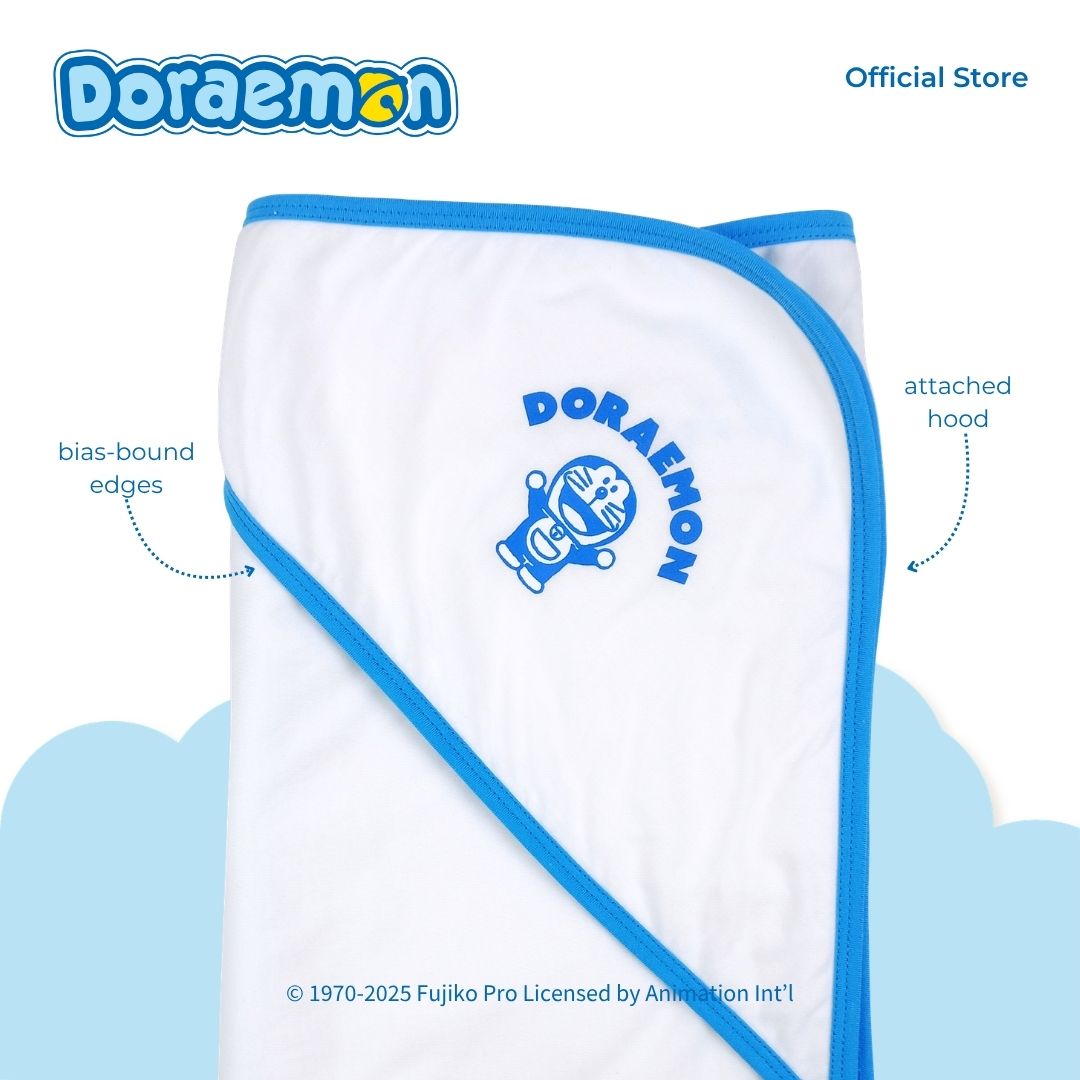 DORAEMON BLUES RECEIVING HOODED BLANKET FOR NEWBORN