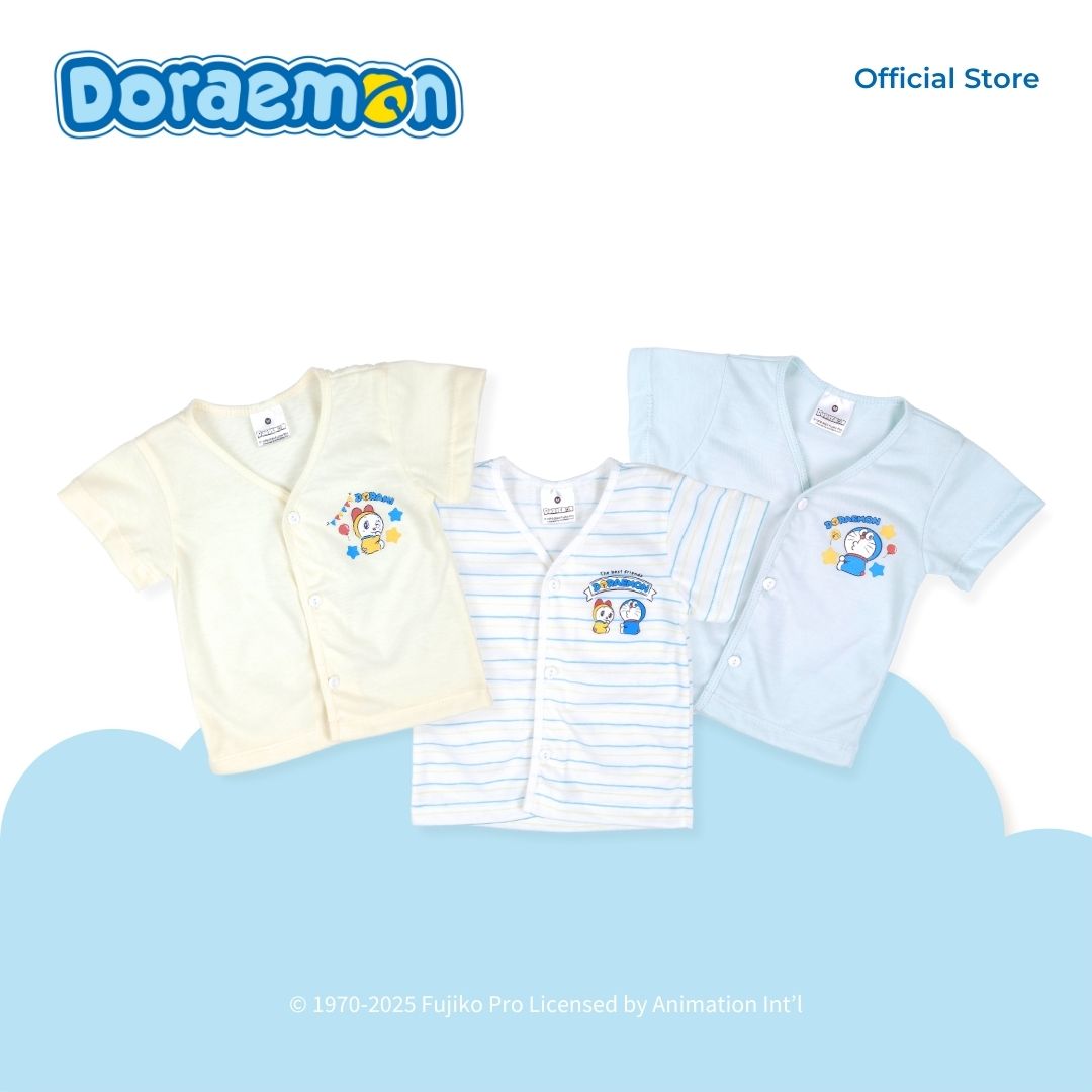 DORAEMON TOMODACHI 3 IN 1 SHORT SLEEVED TOP FOR NEWBORN (0-6 MOS)