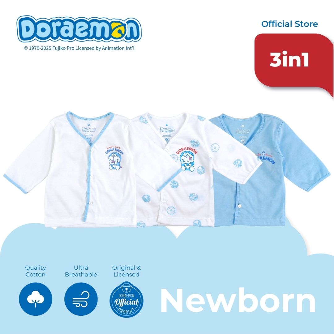 DORAEMON SWEETS 3 IN 1 LONG SLEEVED TOP FOR NEWBORN (0-6 MOS)