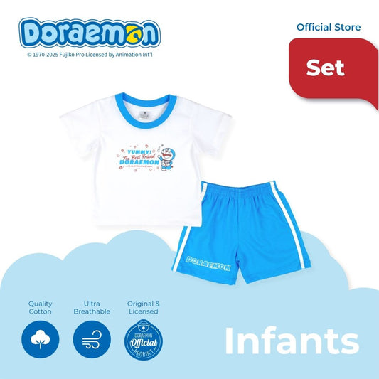 DORAEMON POPCORN T-SHIRT AND SHORTS SET FOR INFANTS (3-12 MOS)