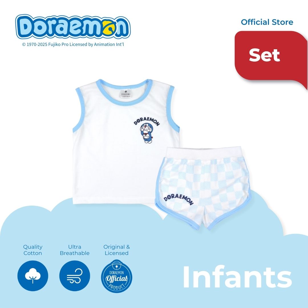 DORAEMON SWEET GADGETS MUSCLE SHIRT AND SHORTS SET FOR INFANTS (3-12 MOS)
